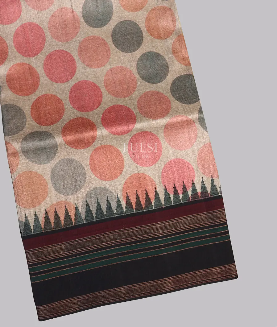 Beige Tussar Printed Saree T628387-image