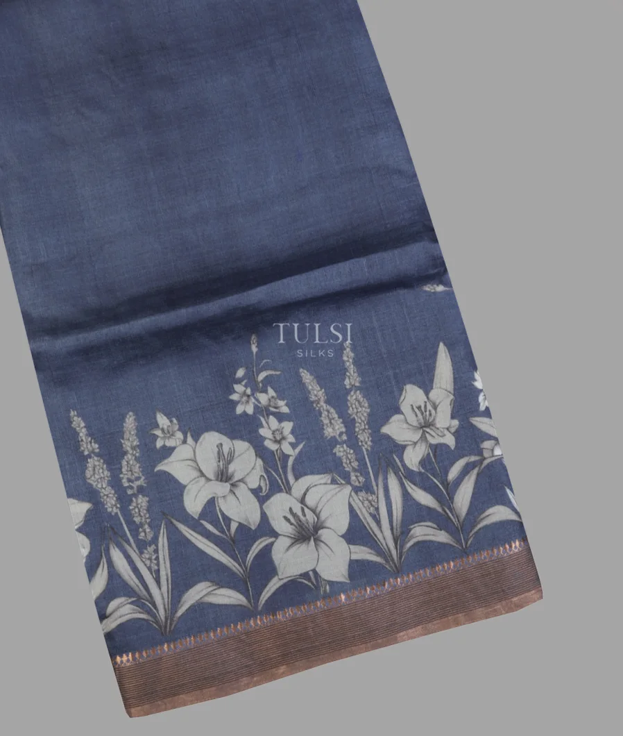 Blue Tussar Printed Saree T629411-image