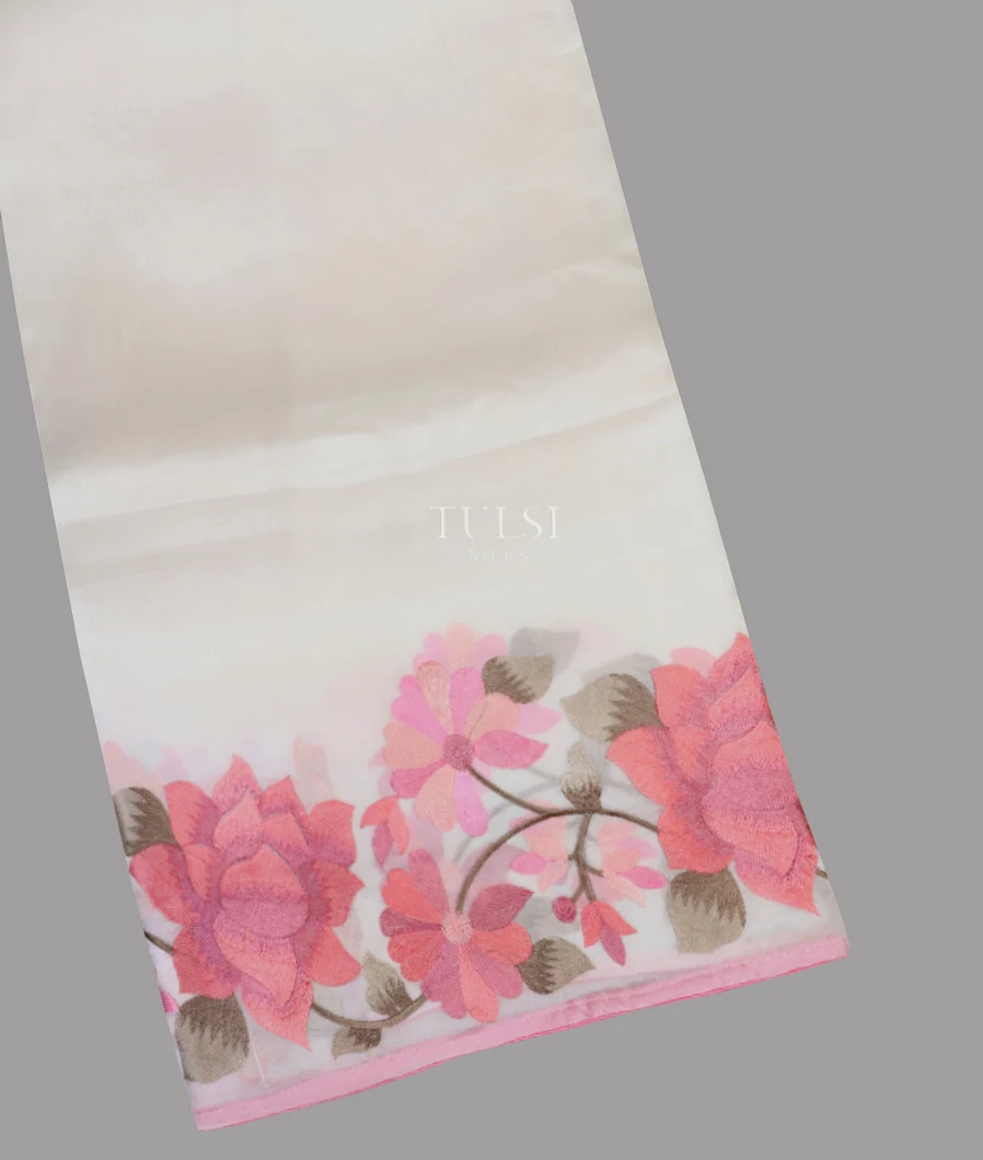 Off - White Kora Organza Embroidery Saree T620200-image