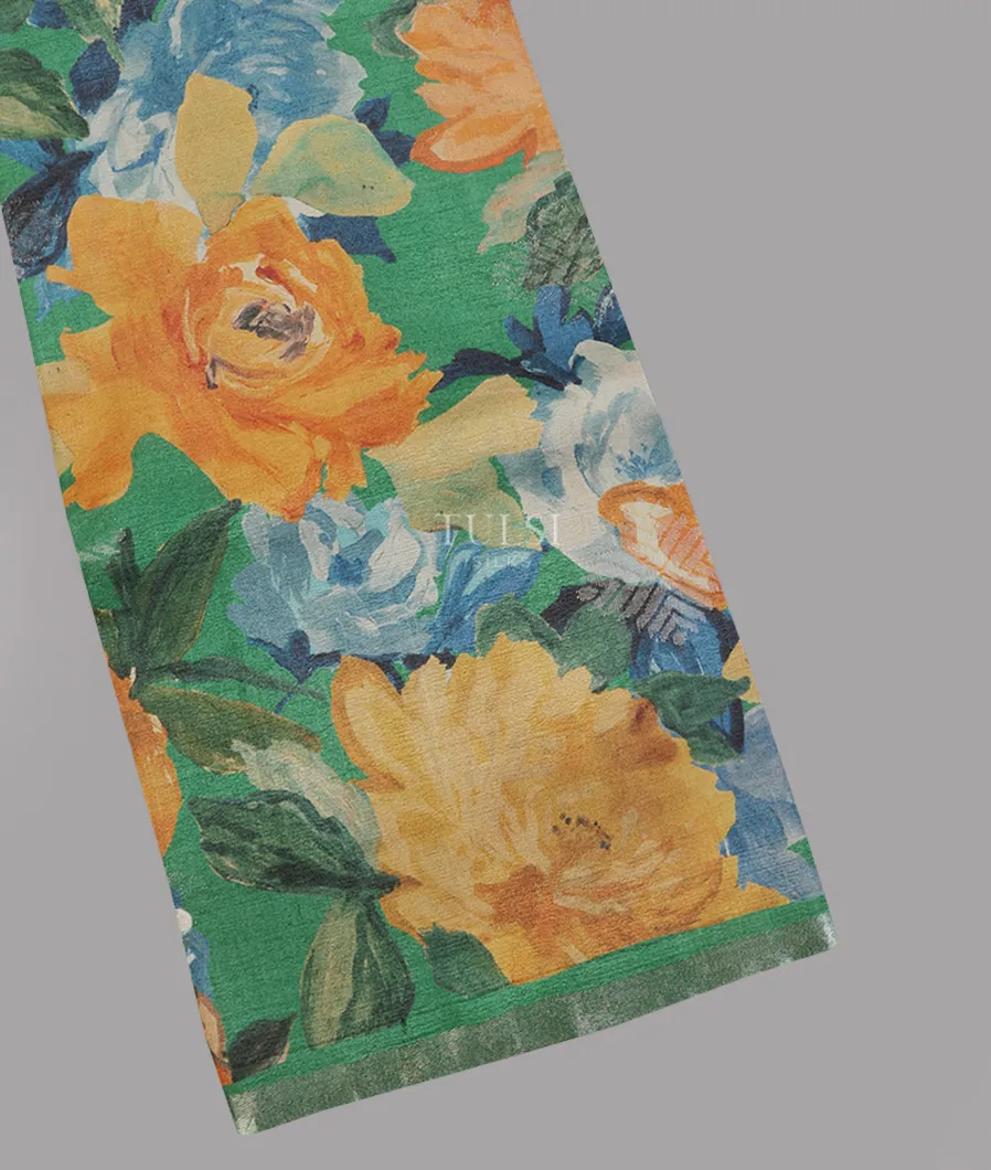 Green Tussar Printed Saree T572951-image