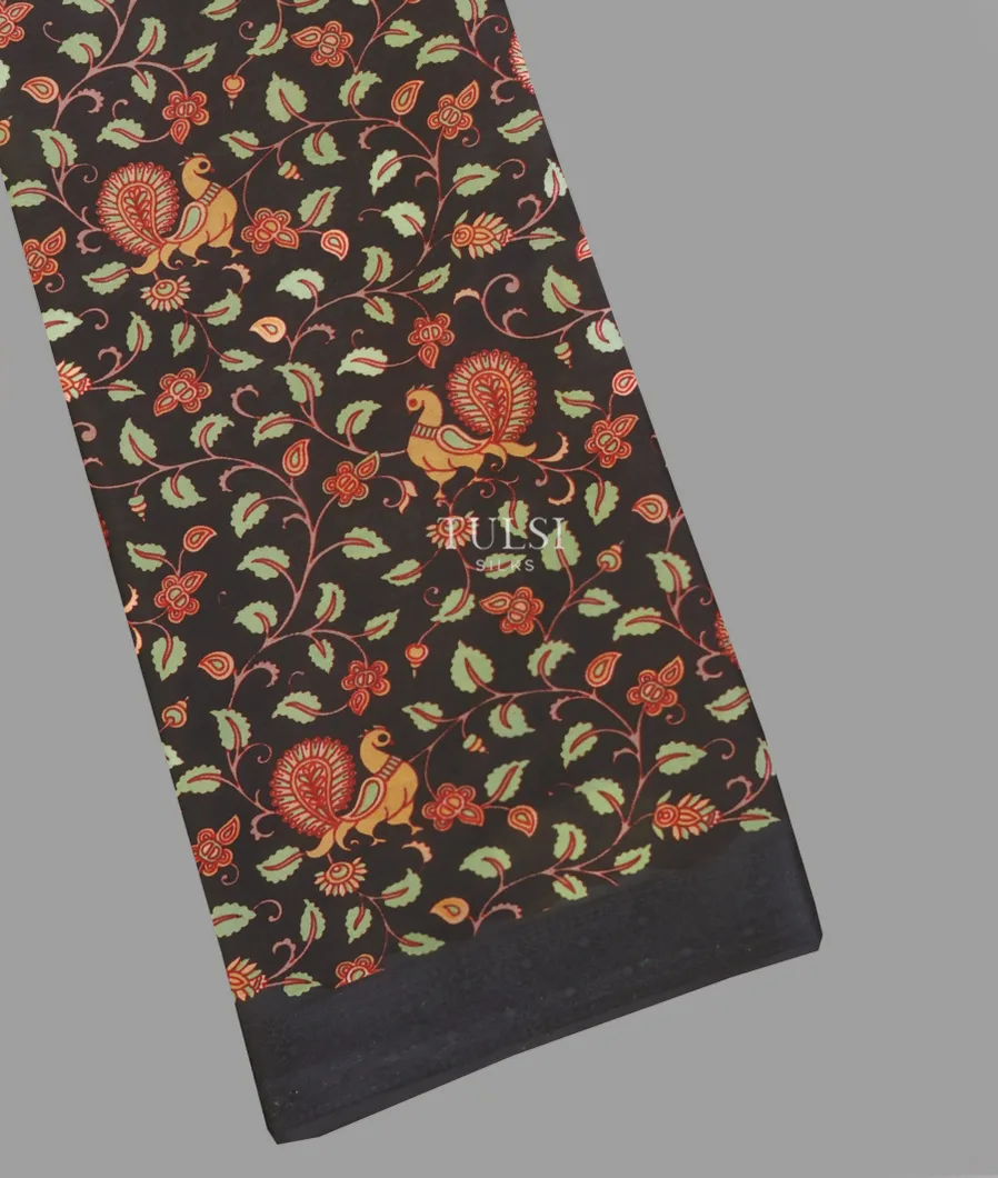 Black Printed Silk Saree T628815-image