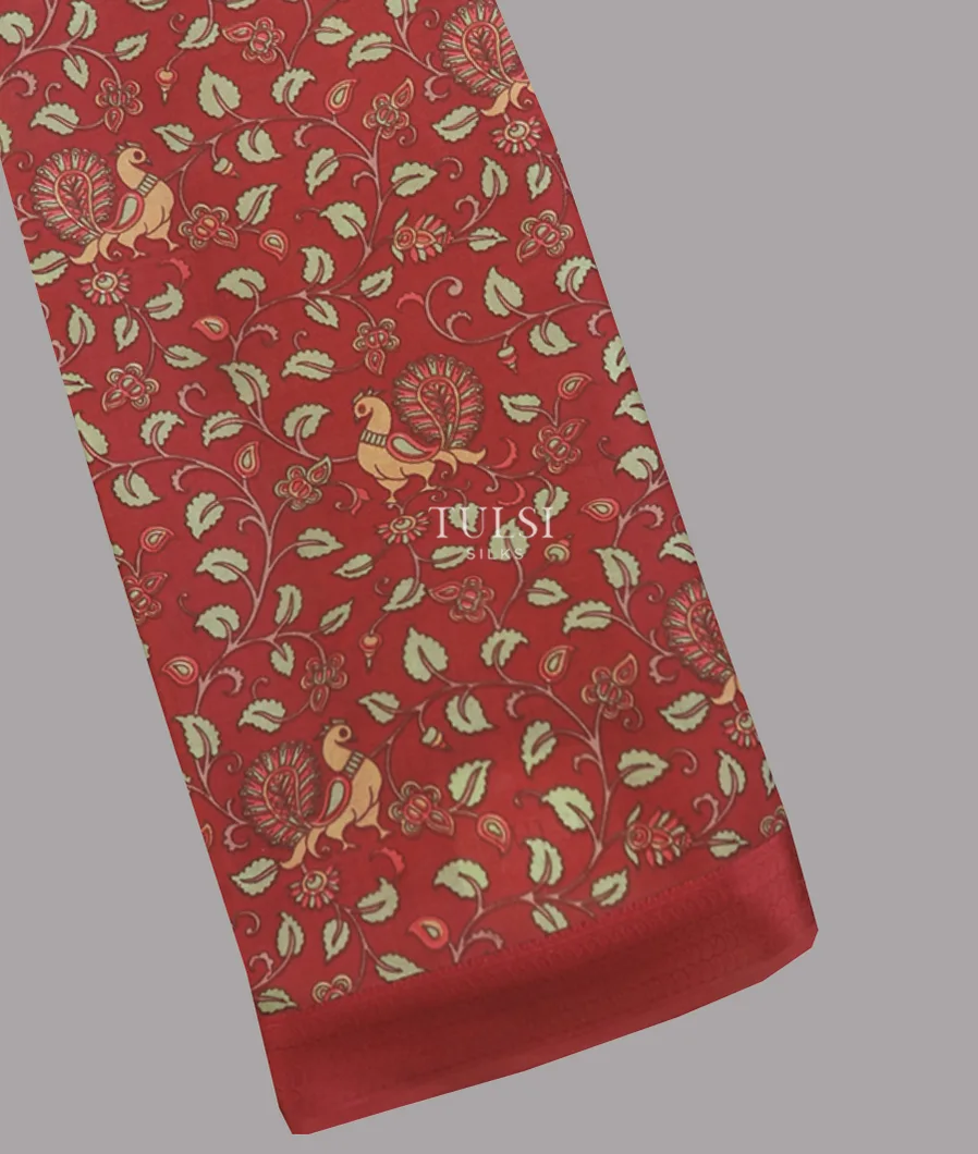 Red Printed Silk Saree T628802-image