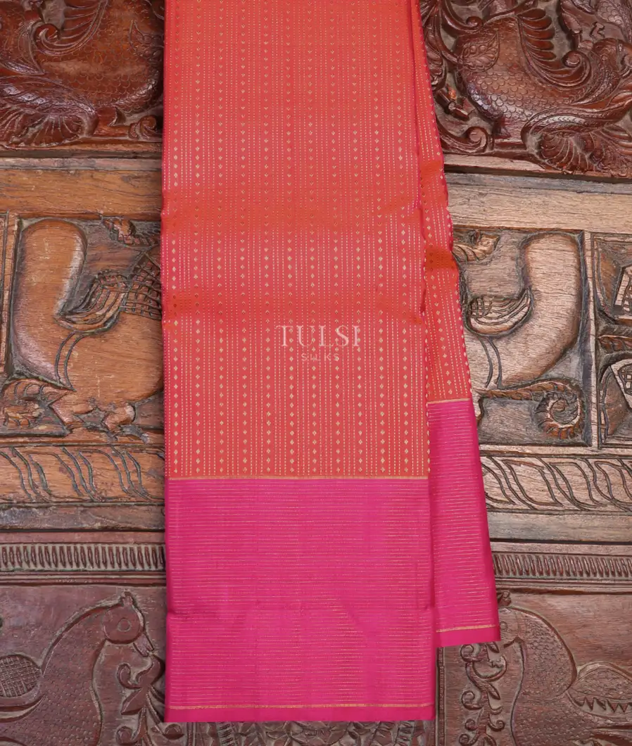 Orangish Pink Kanjivaram Silk Saree T626067-image