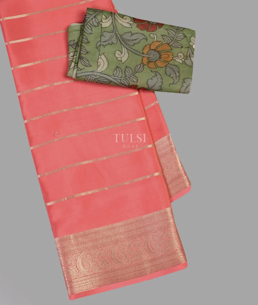 Peach Mysore Crepe Silk Saree T616698-image