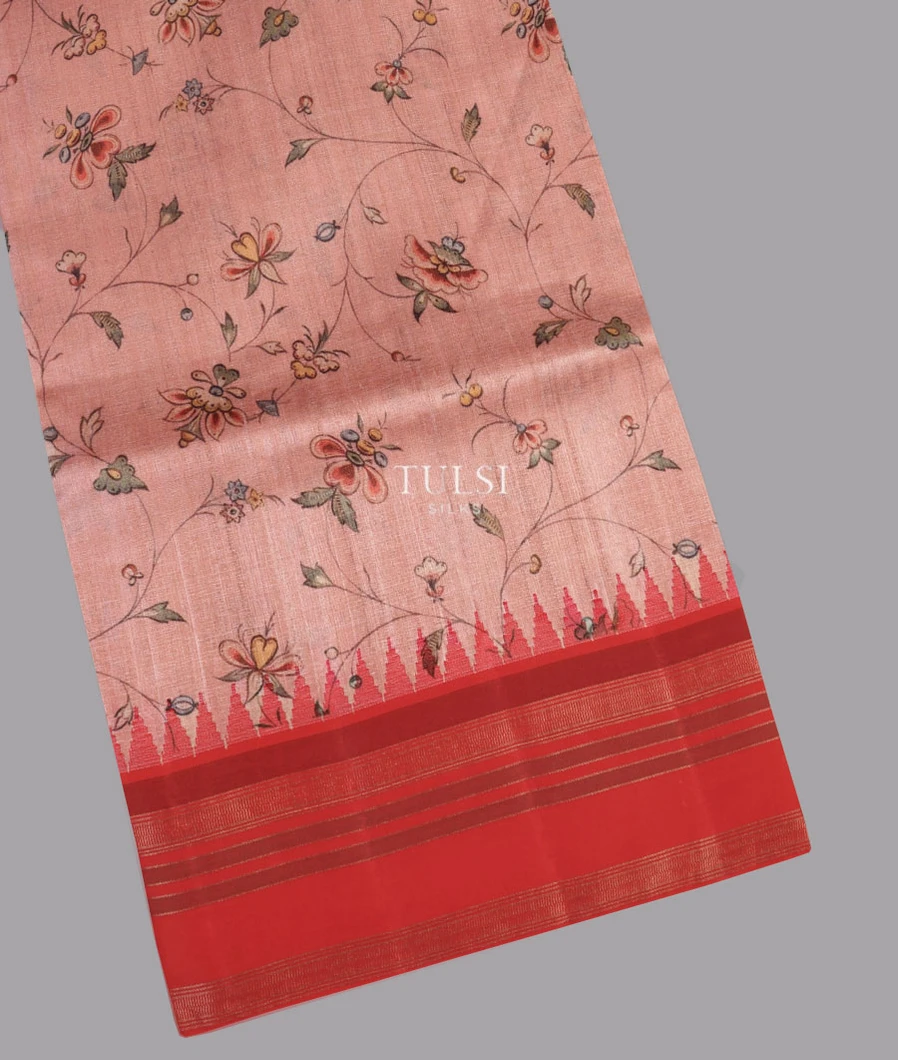 Pink Tussar Printed Saree T628378-image