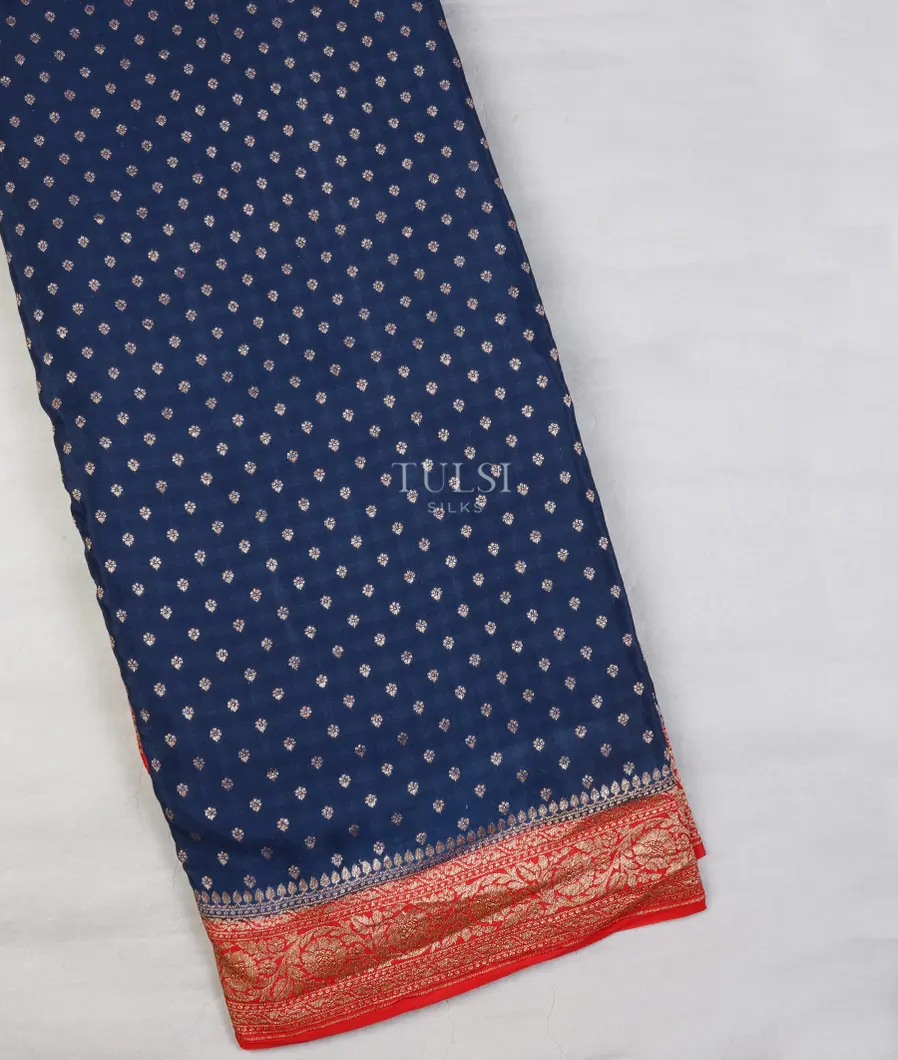 Blue Banaras Crepe Silk Saree T629659-image
