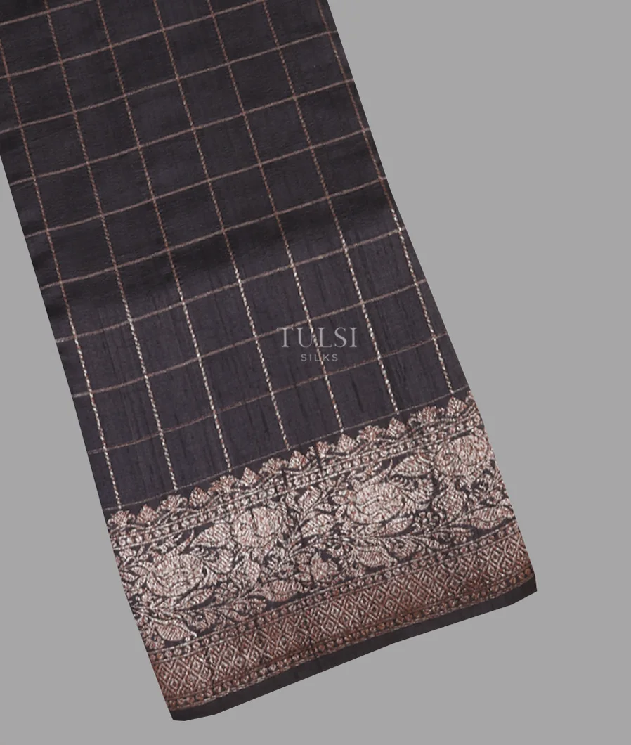 Black Banaras Tussar Saree T610189-image