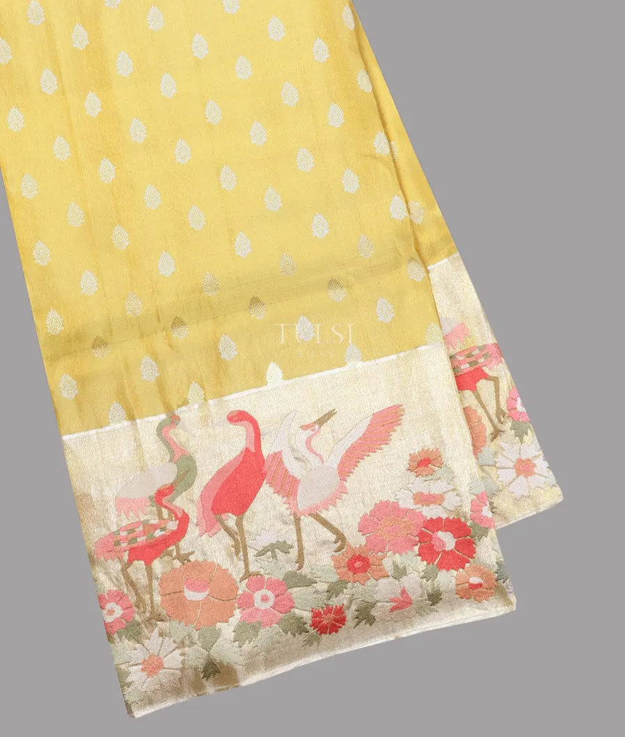 Yellow Tissue Kanjivaram Embroidery Silk Saree T617737-image