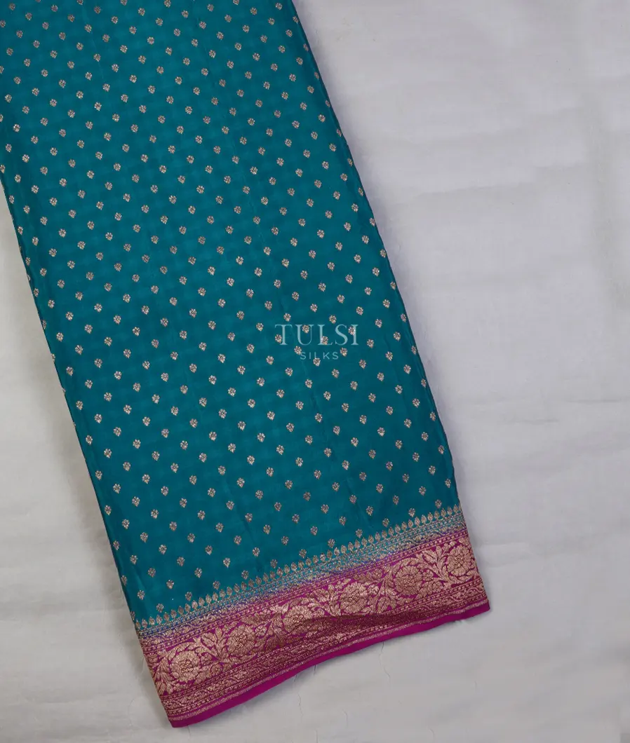Peacock Blue Banaras Crepe Silk Saree T629652-image