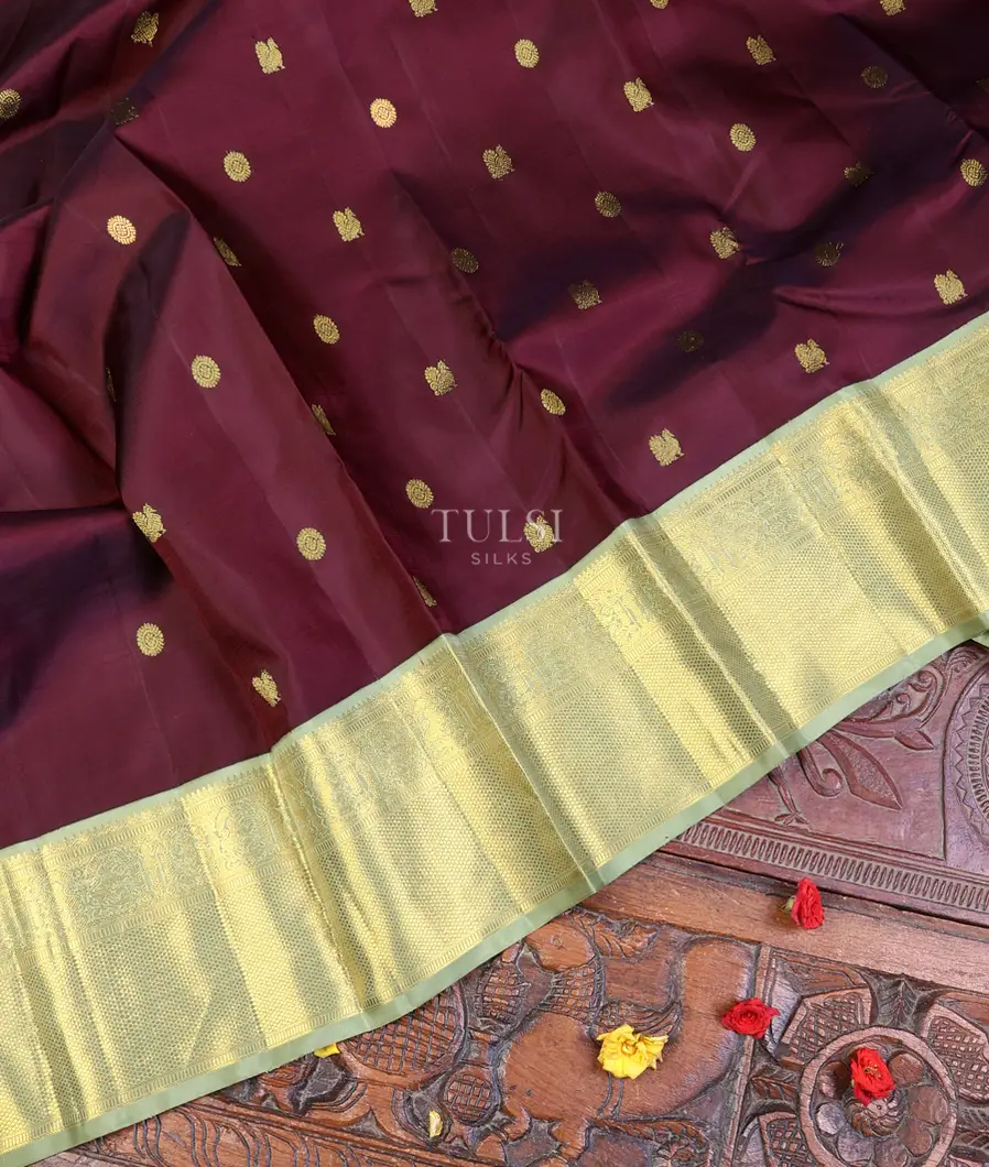 Burgundy Kanjivaram Silk Saree T624037-image