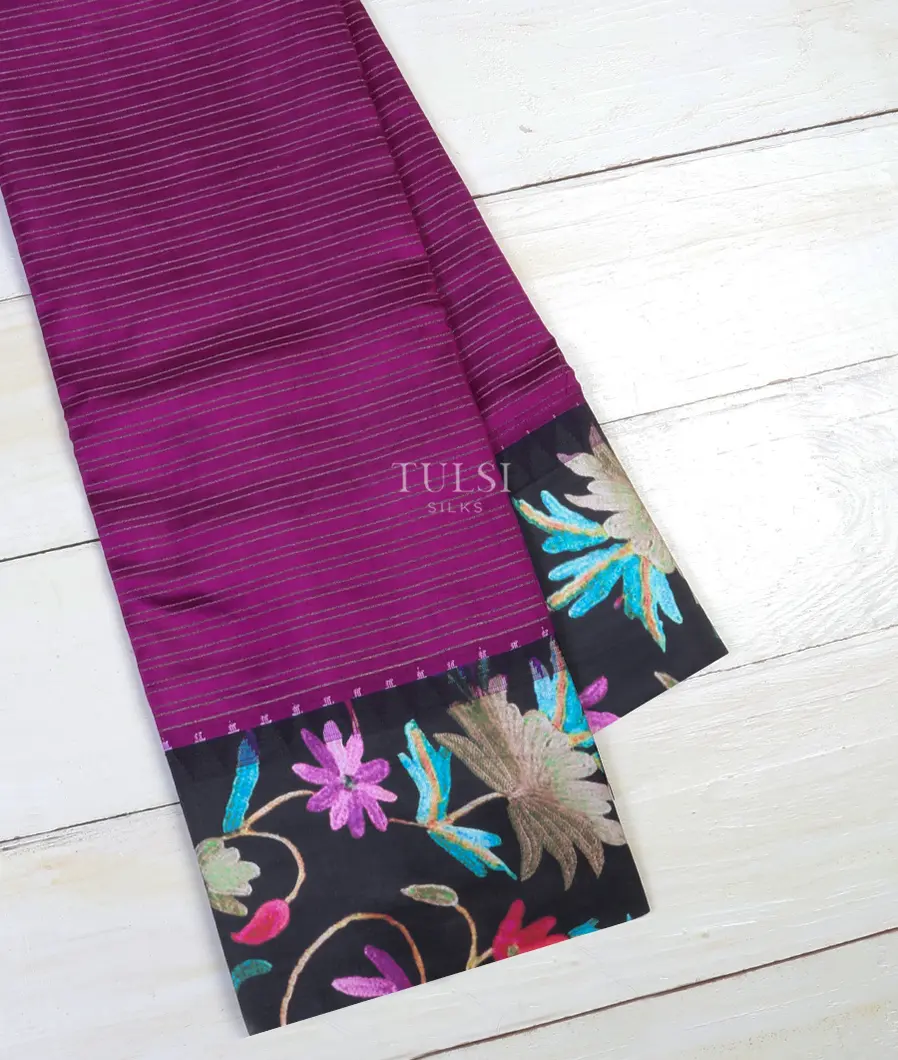 Purple Printed Soft Silk Saree T632808-image