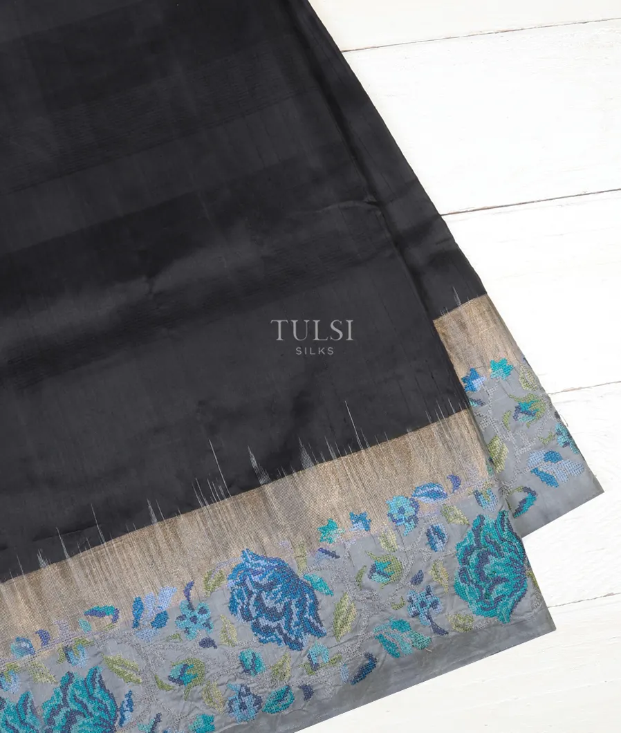 Black Soft Silk Embroidery Saree T628666-image