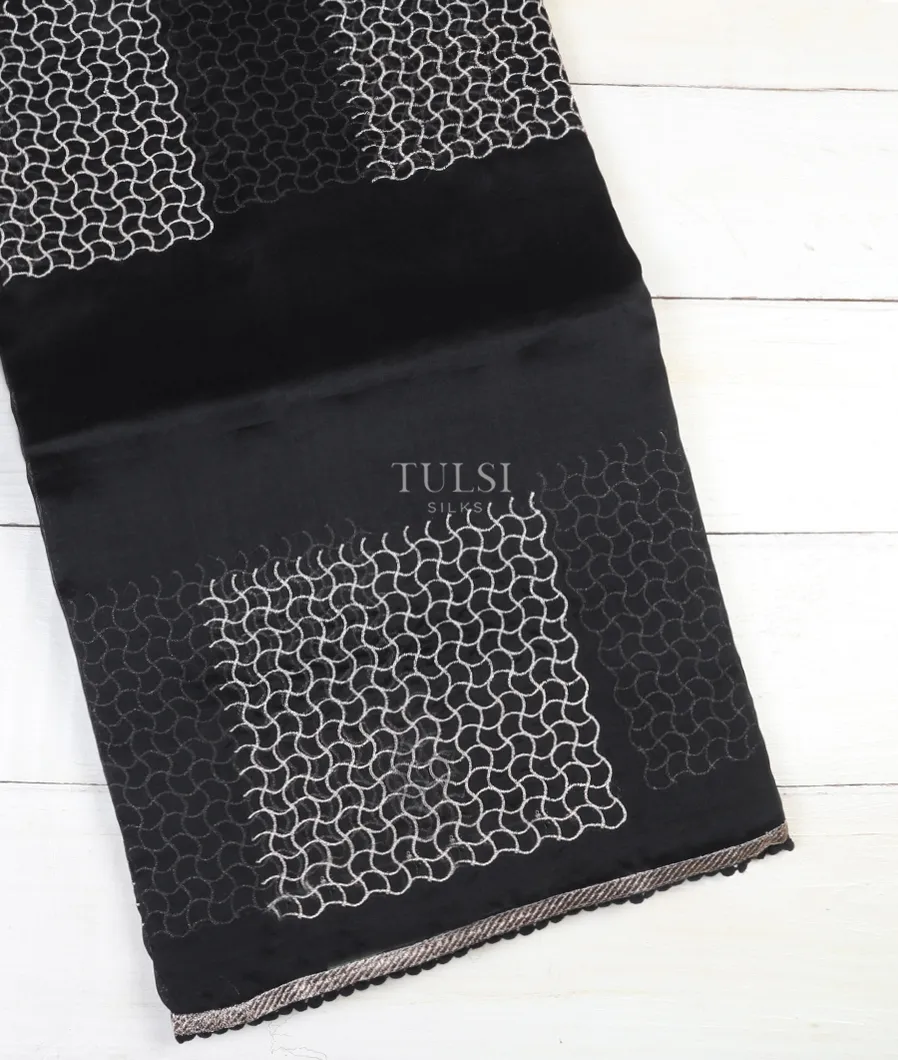 Black Kora Organza Embroidery Saree T632815-image