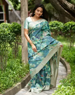 greenish-blue-tussar-printed-saree-t619736-t619736-f