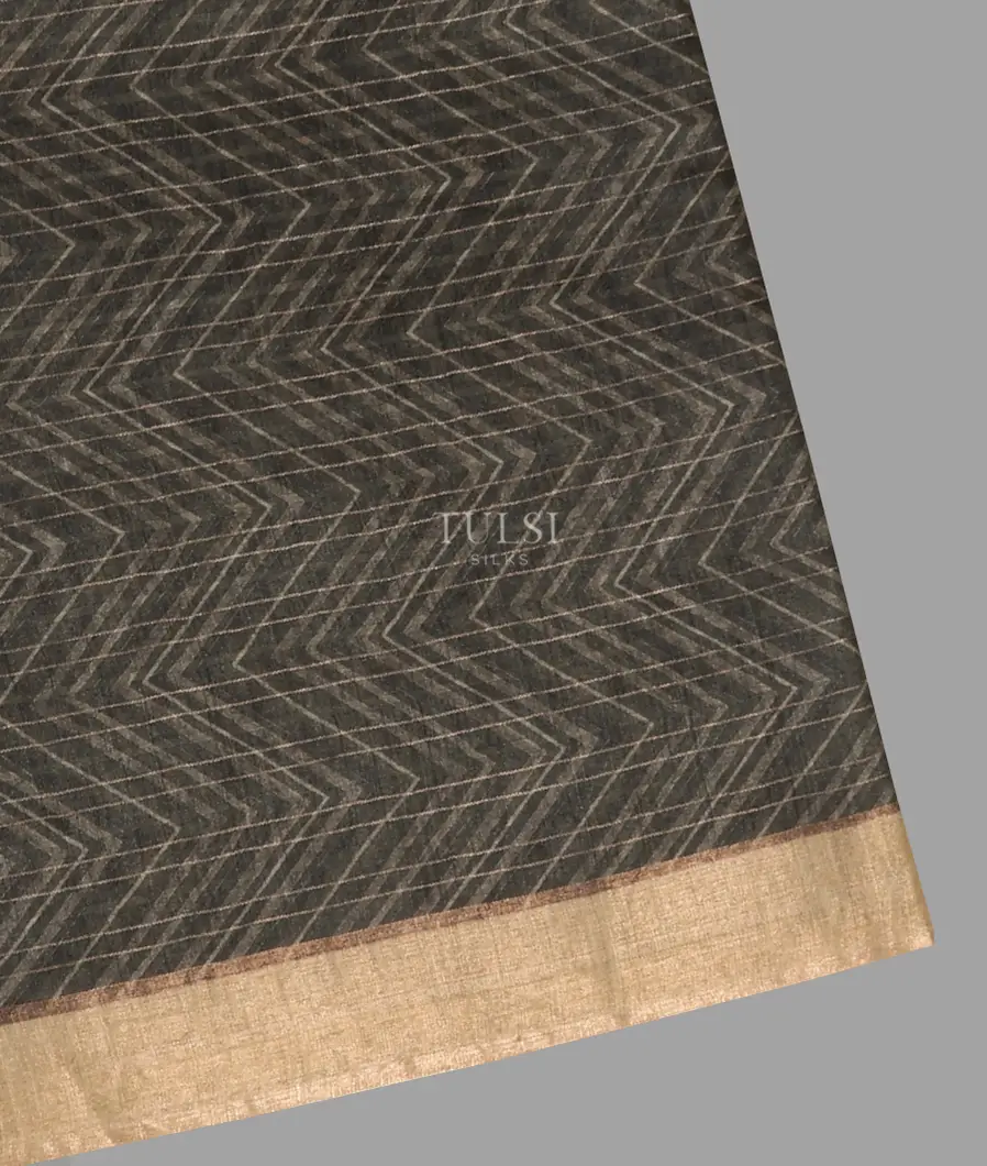 Black And Grey Tussar Printed Saree T616193-image