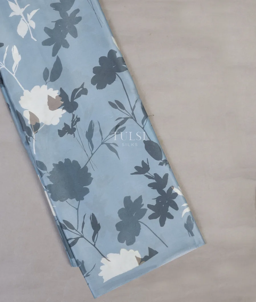 Light Blue Satin Crepe Silk Saree T608442-image