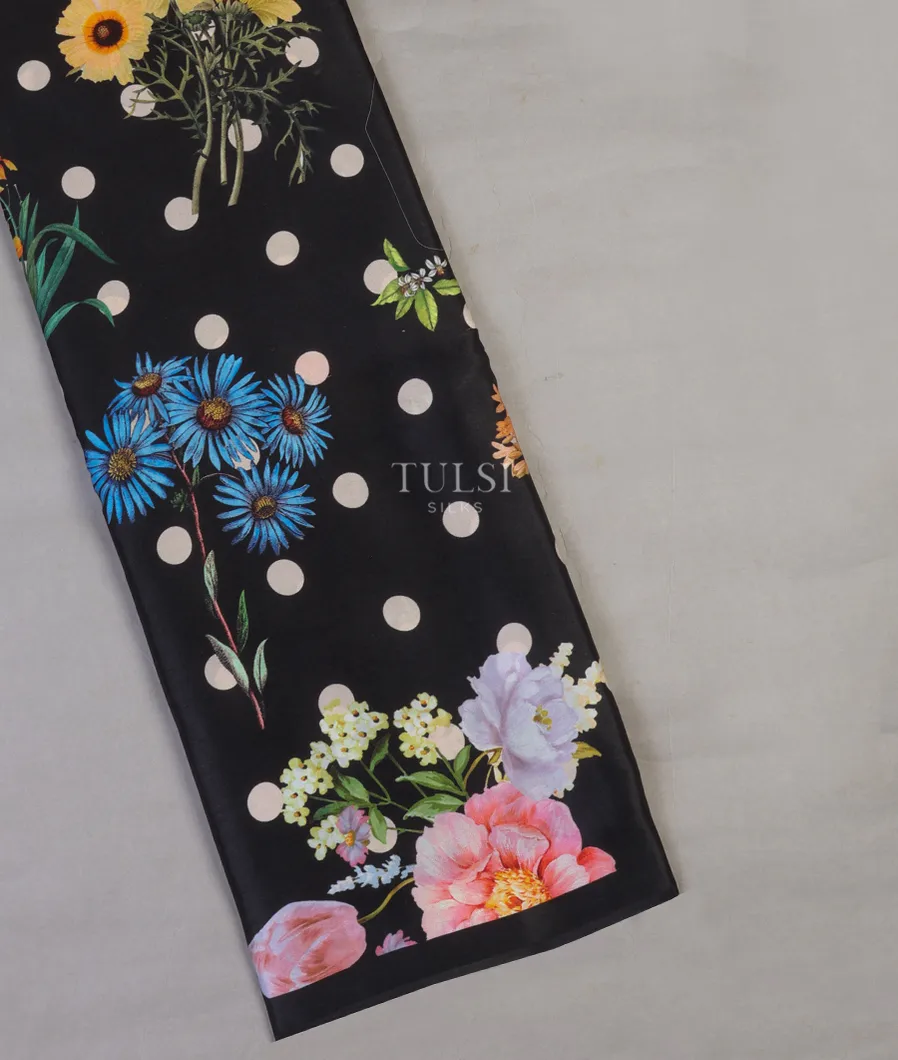 Black Satin Crepe Silk Saree T608437-image