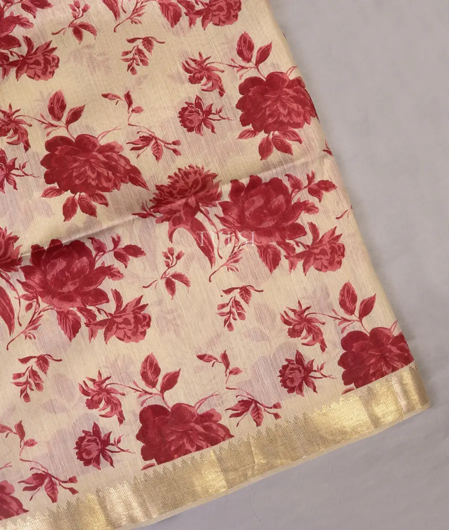 Light Beige Soft Tussar Printed Saree T632113-image