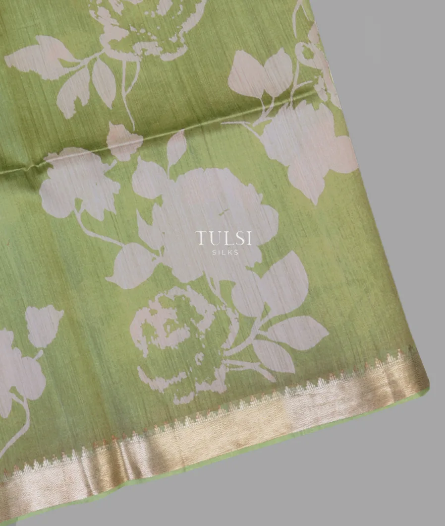 Green Soft Tussar Printed Saree T632121-image