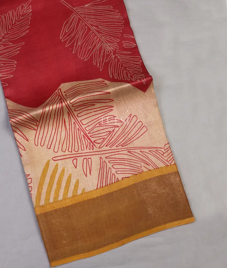 Red Tussar Printed Saree T630331-image