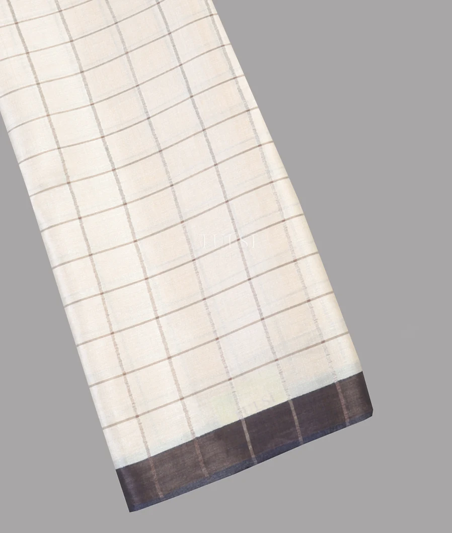 Off - White Woven Tussar Saree T632437-image