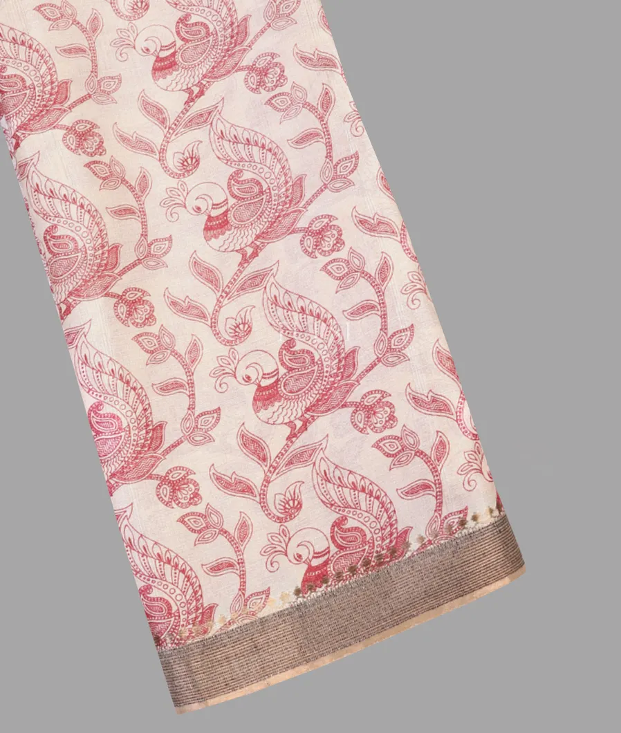 Off - White Tussar Printed Saree T625739-image