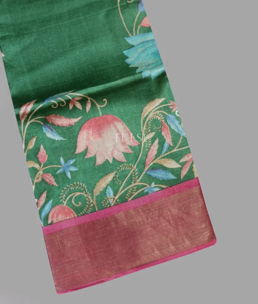 Green Tussar Printed Saree T630355-image