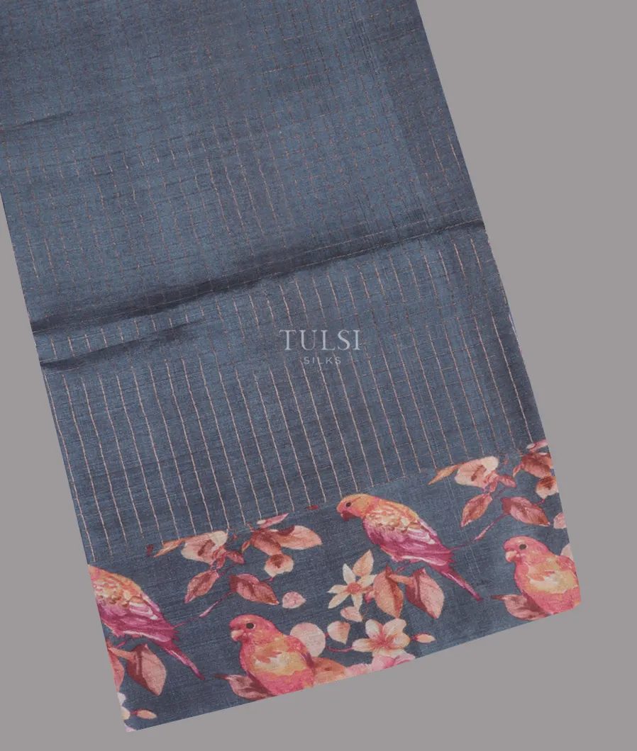 Blue Tussar Printed Saree T626505-image