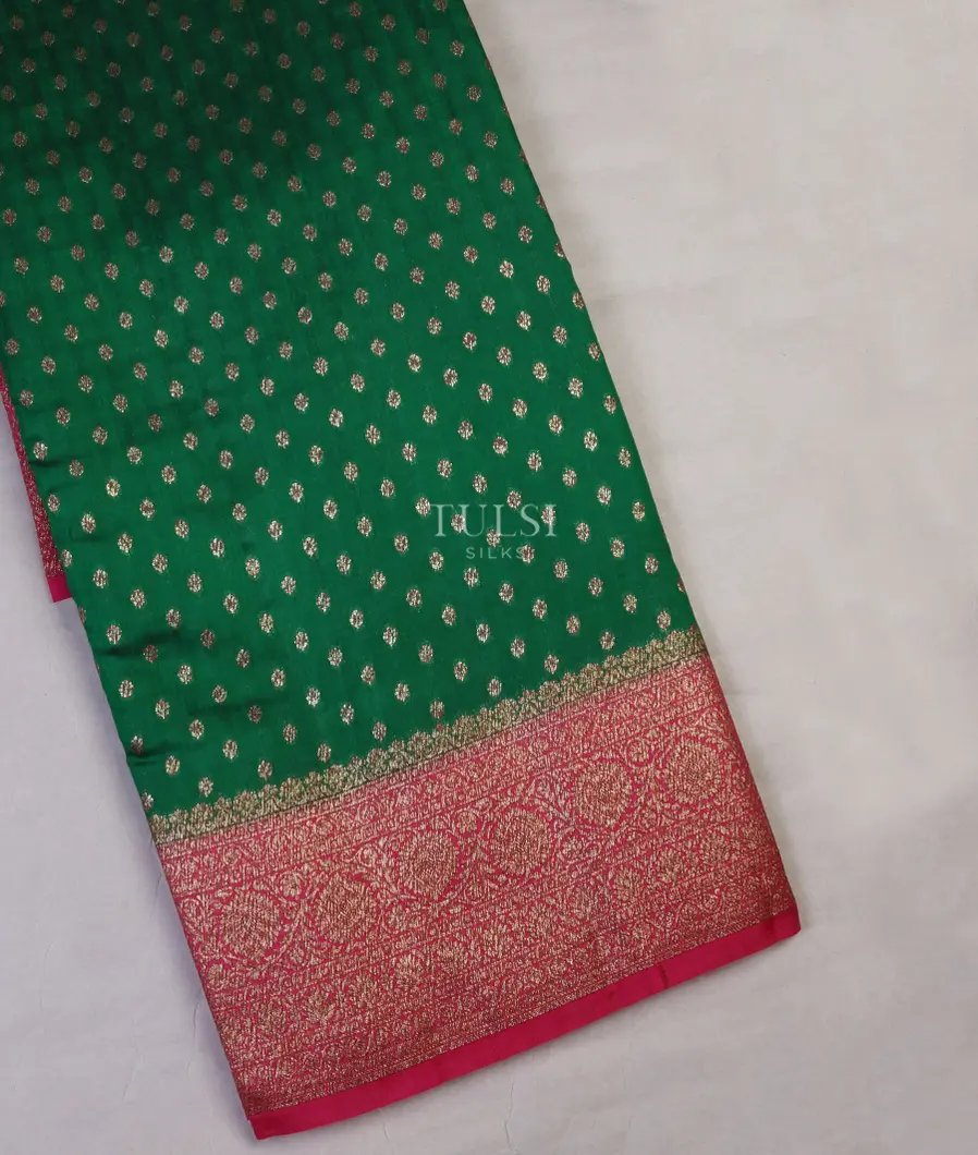 Bottle Green Banaras Silk Saree T631529-image