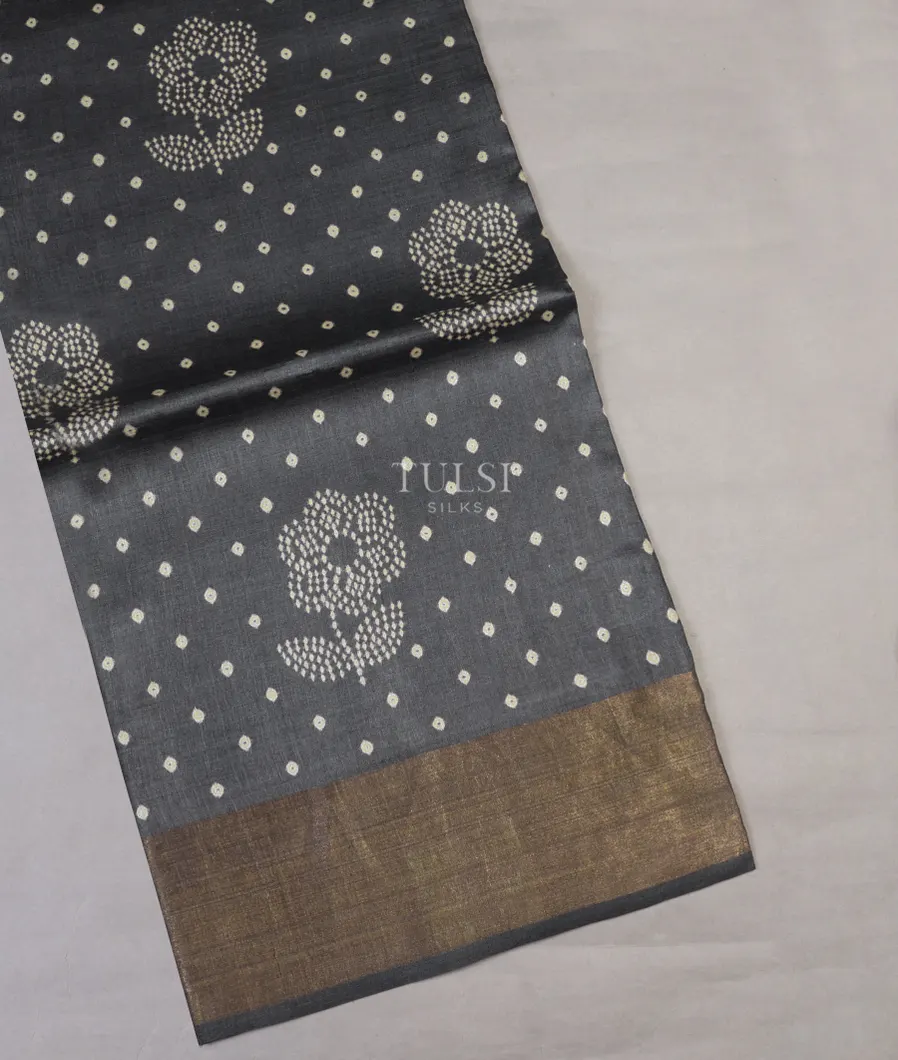 Grey Tussar Printed Saree T630326-image
