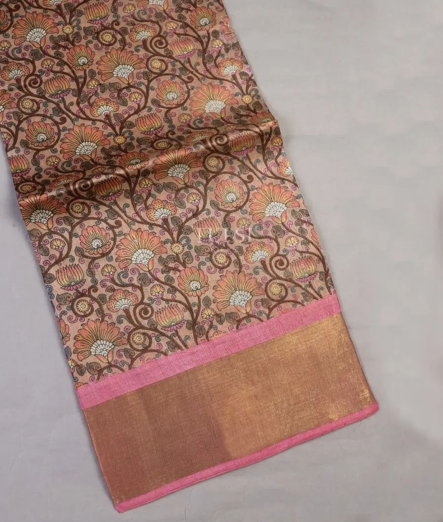 Dark Beige Tussar Printed Saree T630293-image