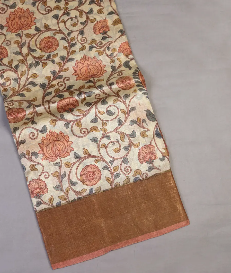 Light Beige Tussar Printed Saree T630304-image