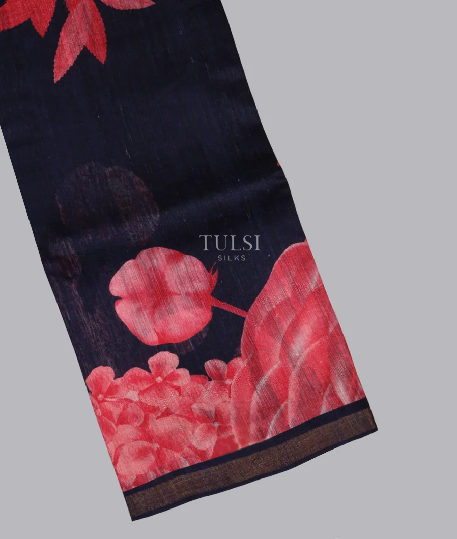 Black Tussar Printed Saree T553825-image