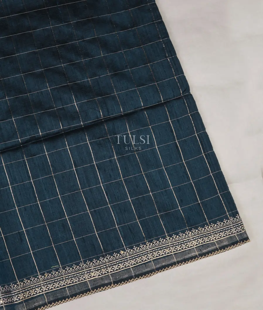 Blue Tussar Embroidery Saree T629470-image