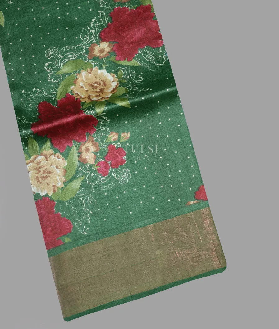 Green Tussar Printed Saree T630334-image