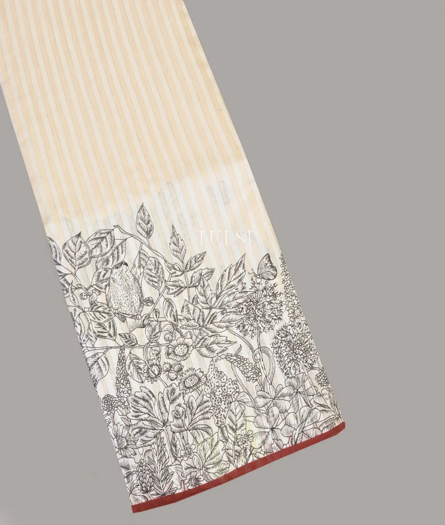 Off - White Tussar Printed Saree T626335-image