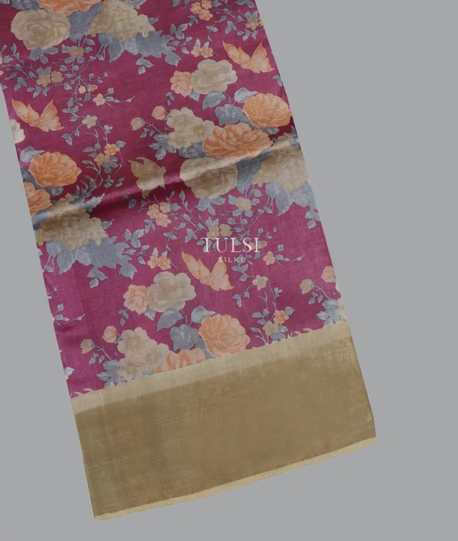 Purple Tussar Printed Saree T618478-image