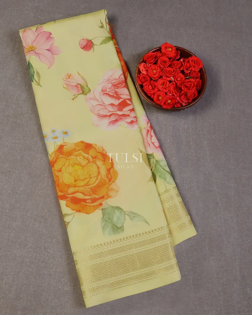 Yellow Printed Kanjivaram Silk Saree T634846-image