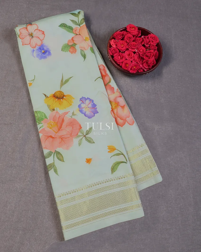 Blue Printed Kanjivaram Silk Saree T634842-image