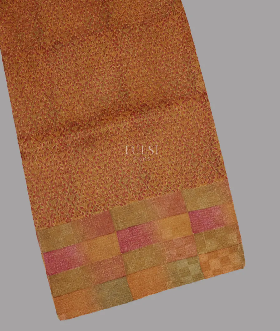 Yellow And Red Tussar Printed Saree T615772-image