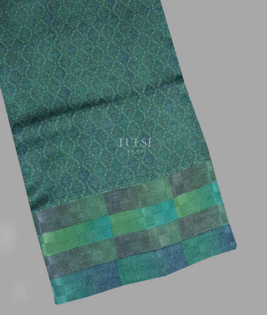 Blue And Grey Tussar Printed Saree T615774-image