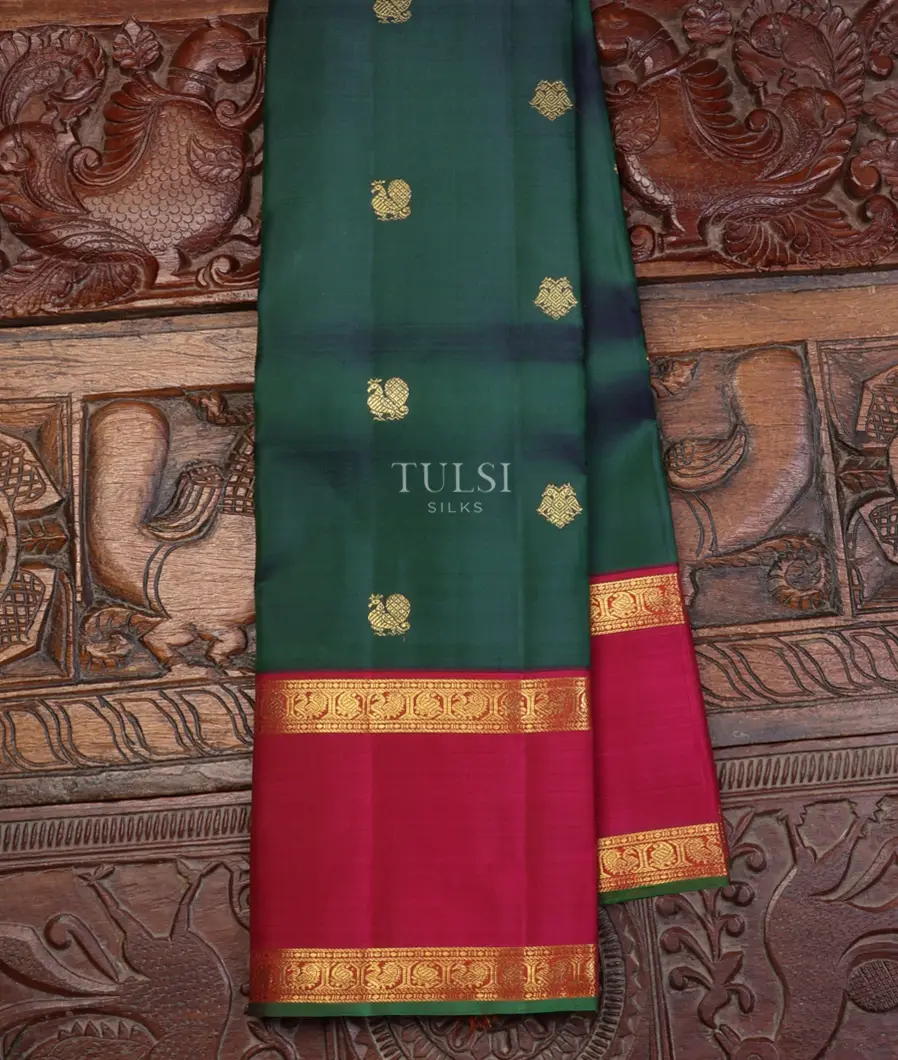 Peacock Green Kanjivaram Silk Saree T622697-image