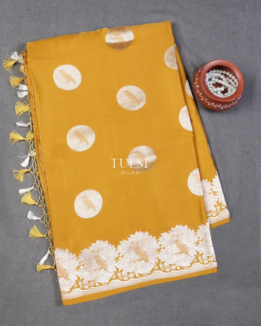 Yellow Banaras Mashru Silk Saree T635685-image