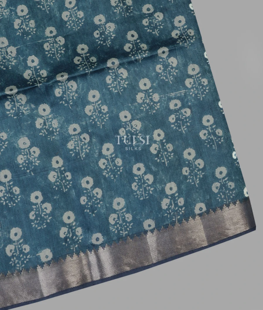 Blue Tussar Printed Saree T632134-image