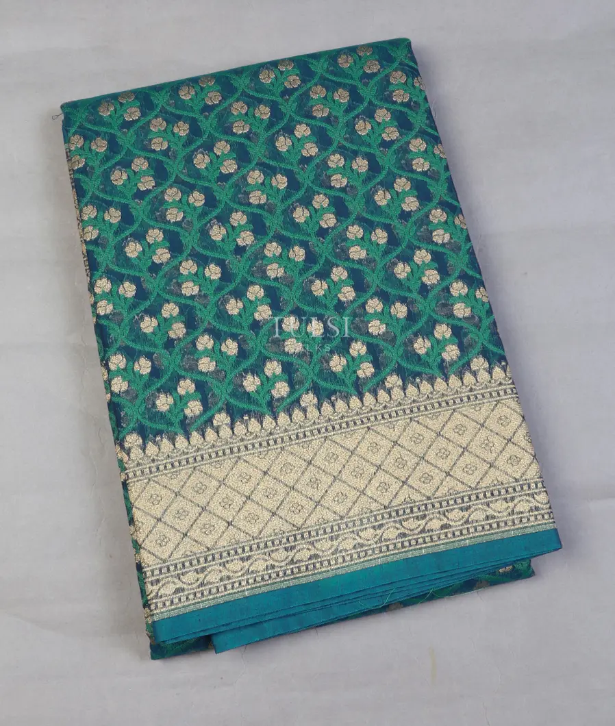 Blue Banaras Cotton Saree T573958-image