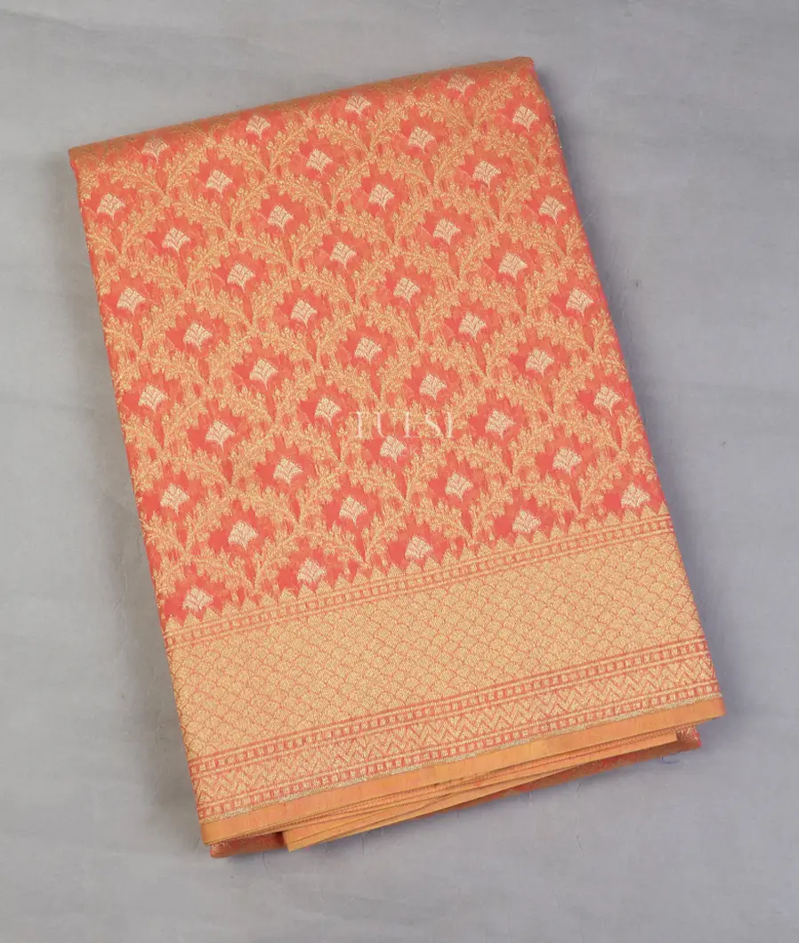 Peach Banaras Cotton Saree T573973-image