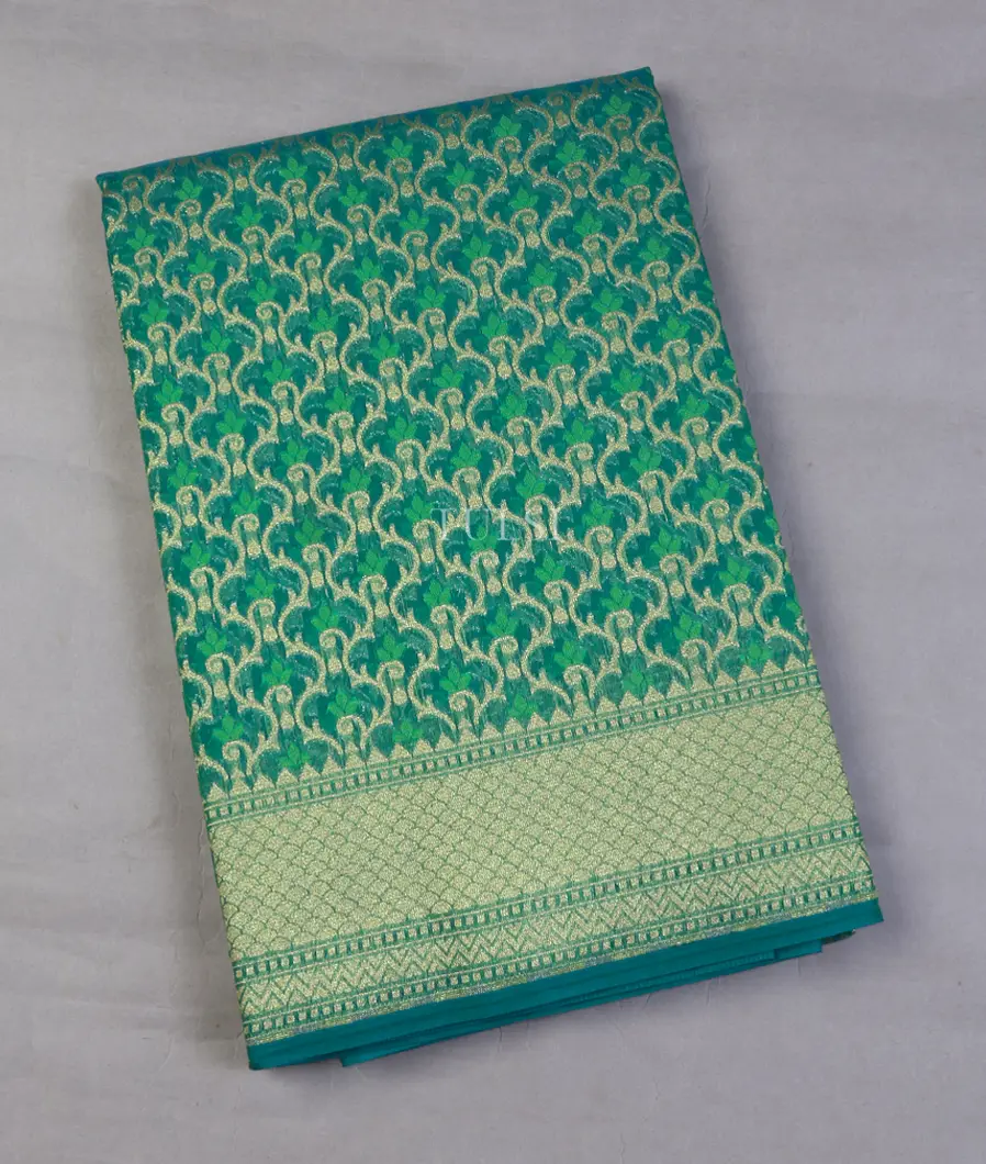 Greenish Blue Banaras Cotton Saree T600253-image
