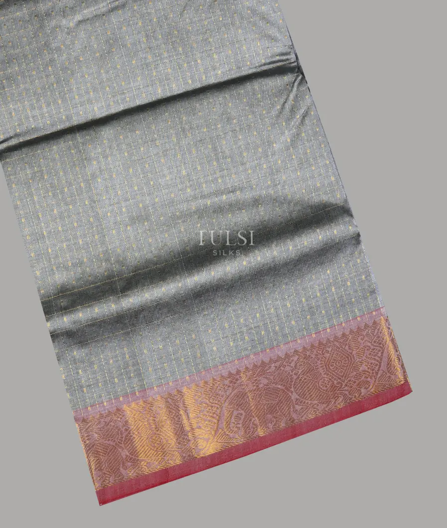 Grey Silk Cotton Saree T633197-image