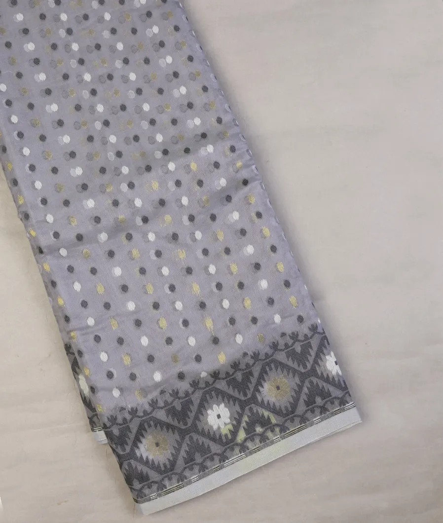 Bluish Grey Dhakai Cotton Saree T621989-image