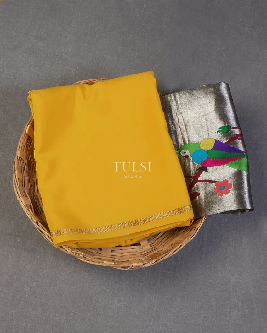 Yellow Mysore Silk Saree T603839-image